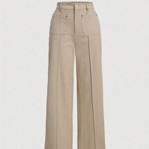 💙 Beige High Waist Wide Leg Tailored Pants – Size M